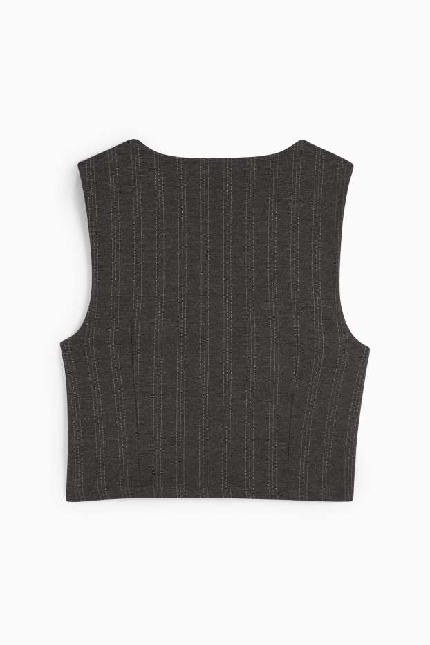 Dames - Gilet - getailleerd - krijtstrepen - donkergrijs