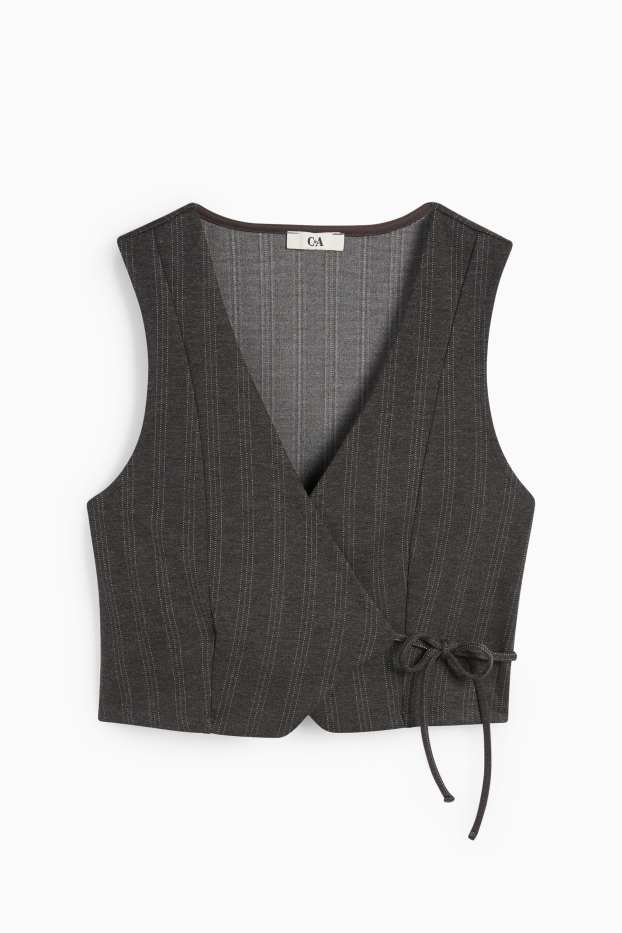 Dames - Gilet - getailleerd - krijtstrepen - donkergrijs
