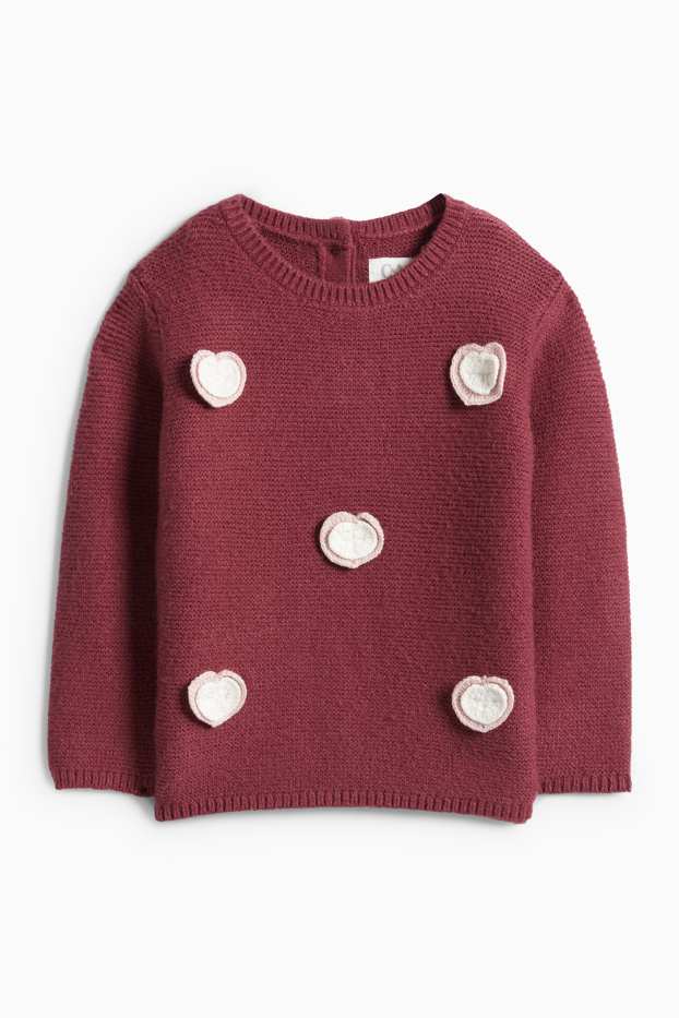 Miminka - dívky - Srdíčka - outfit pro miminka - 2dílný - bordeaux