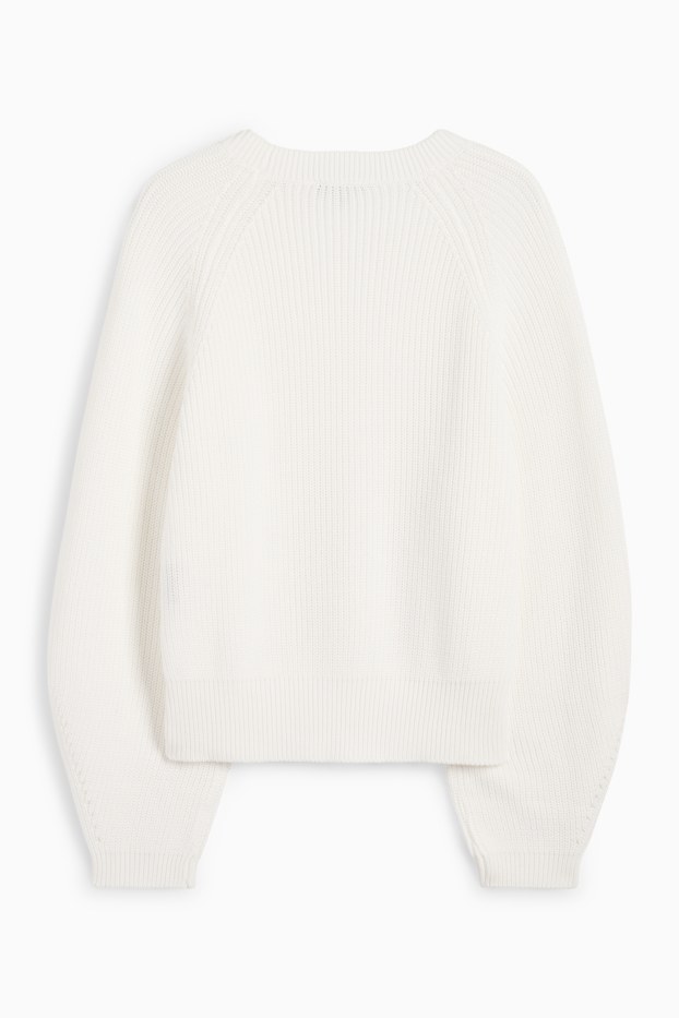 Mujer - Jersey - de canalé - blanco