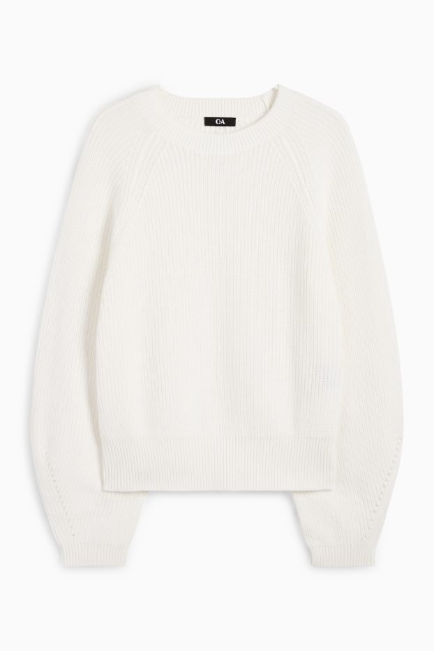Mujer - Jersey - de canalé - blanco