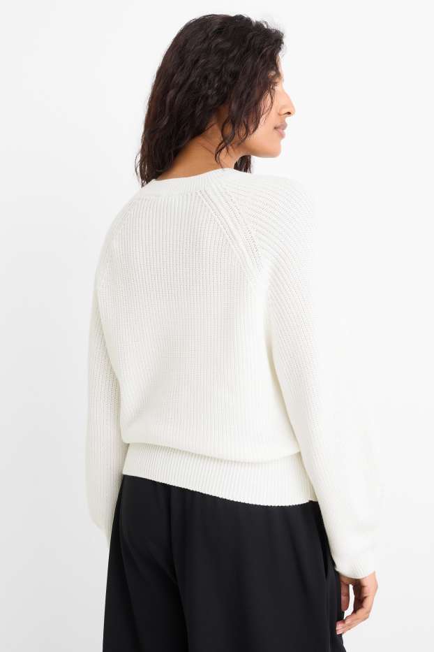 Mujer - Jersey - de canalé - blanco