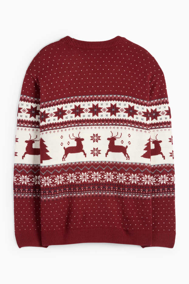 Heren - Kersttrui - rendier - donkerrood