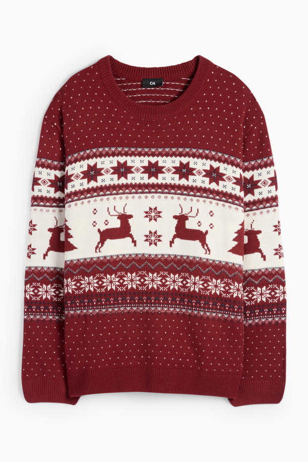 Heren - Kersttrui - rendier - donkerrood