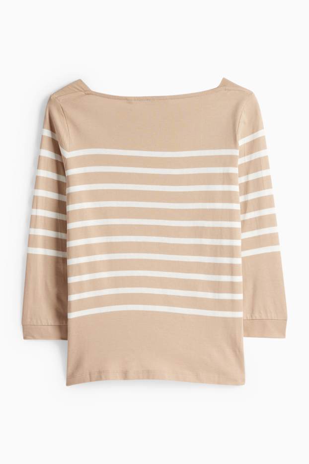 Femmes - Haut à manches longues basique - regular fit - blanc / beige