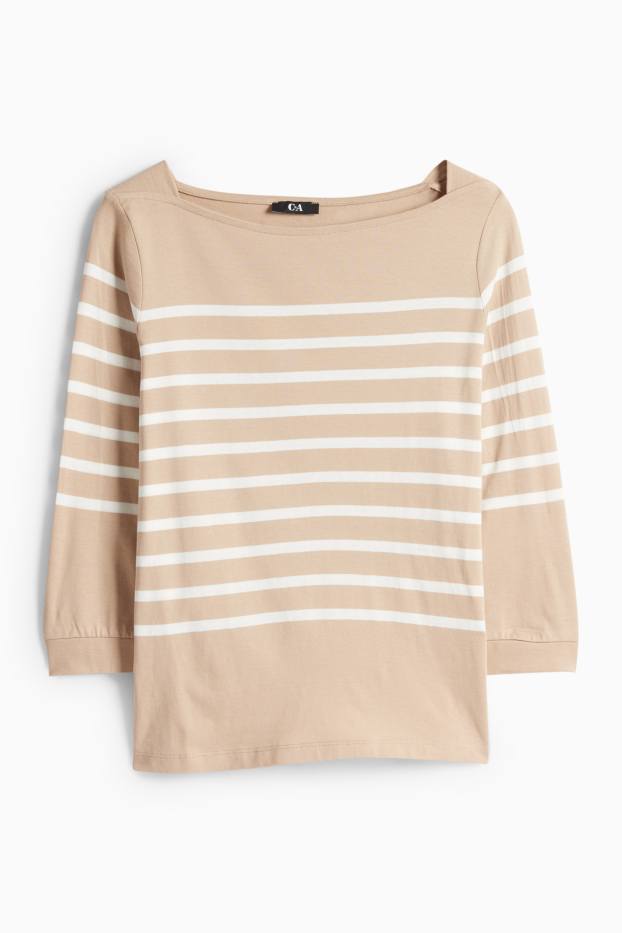 Femmes - Haut à manches longues basique - regular fit - blanc / beige