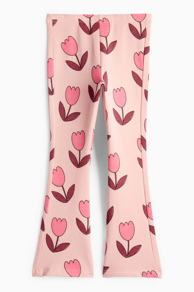 Enfants filles - Tulipes - flared legging - rose / rose pâle