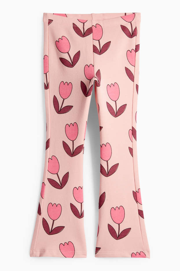 Enfants filles - Tulipes - flared legging - rose / rose pâle