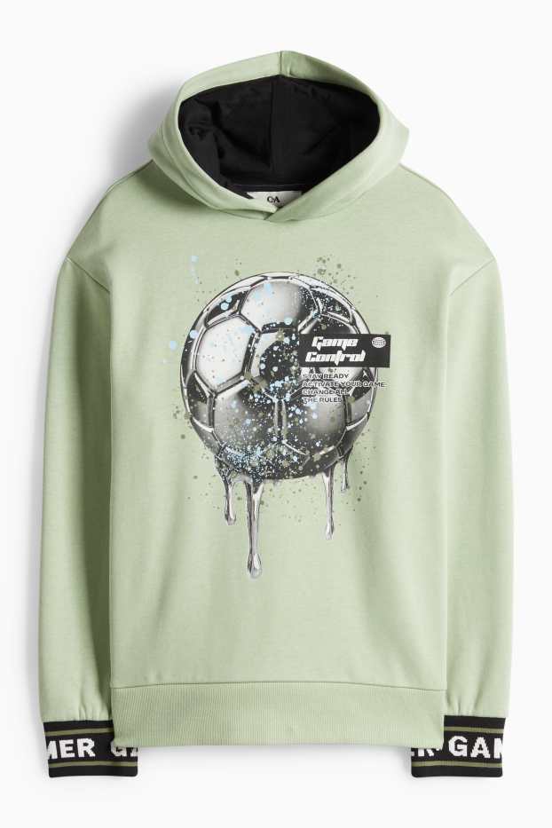 Děti - chlapci - Fotbal - mikina s kapucí - světle zelená