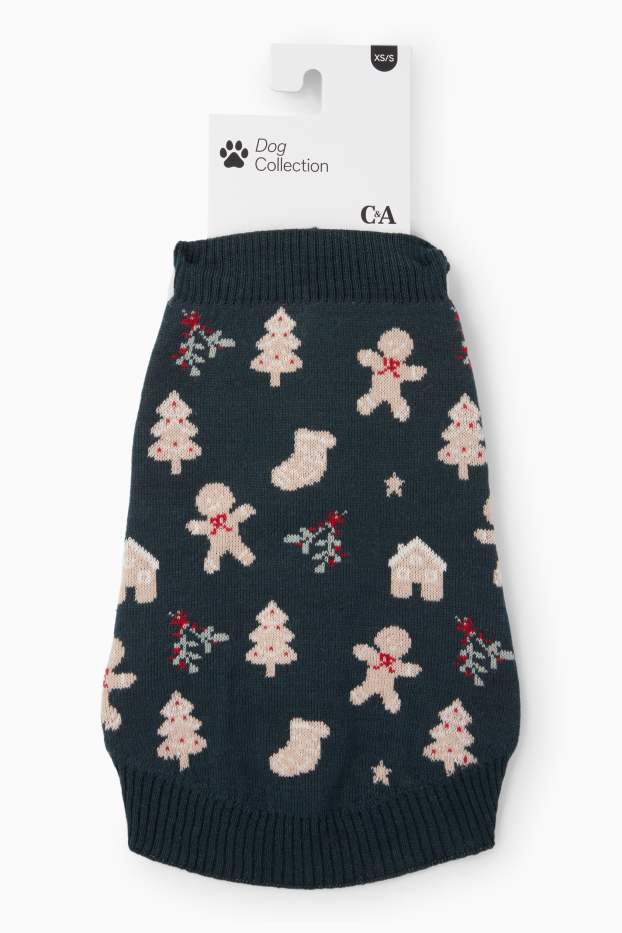 Unisex - Mini Me - cappottino natalizio per cani - fantasia - pan di zenzero - verde scuro