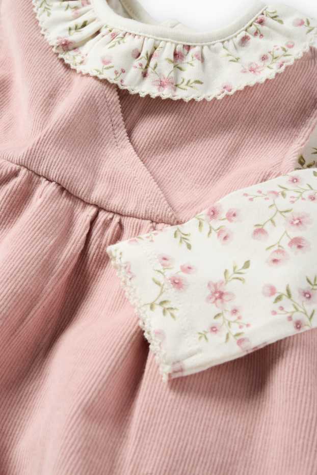 Miminka - dívky - Květiny - outfit pro miminka - 2dílný - růžová