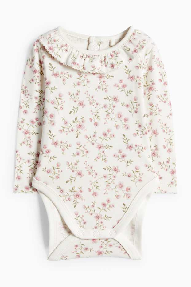 Miminka - dívky - Květiny - outfit pro miminka - 2dílný - růžová