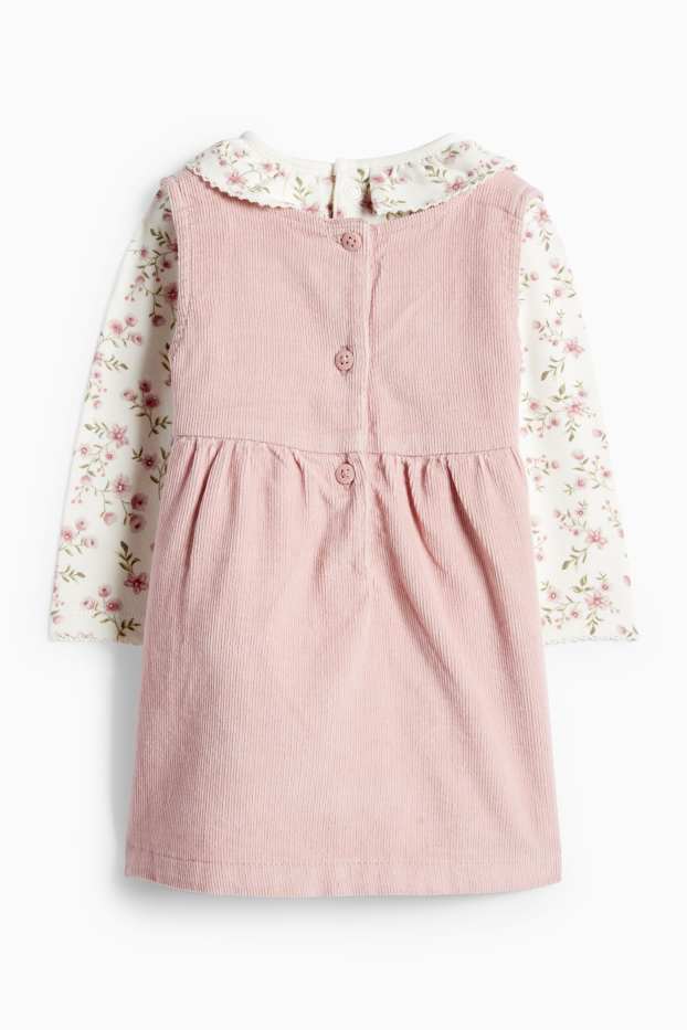 Miminka - dívky - Květiny - outfit pro miminka - 2dílný - růžová