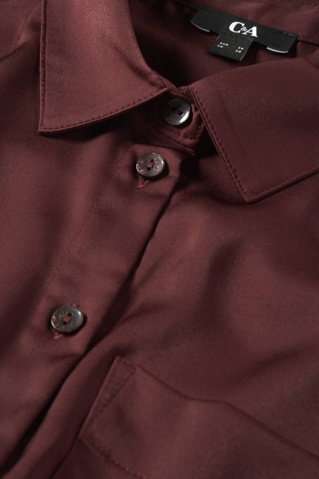 Damen - Satin-Bluse - dunkelbraun