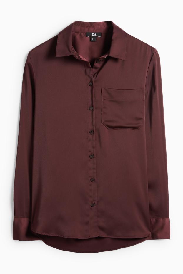 Damen - Satin-Bluse - dunkelbraun