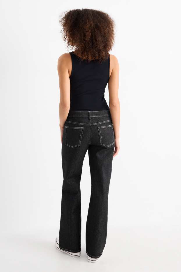 Damen - Wide Leg Jeans - Low Waist - dunkeljeansgrau