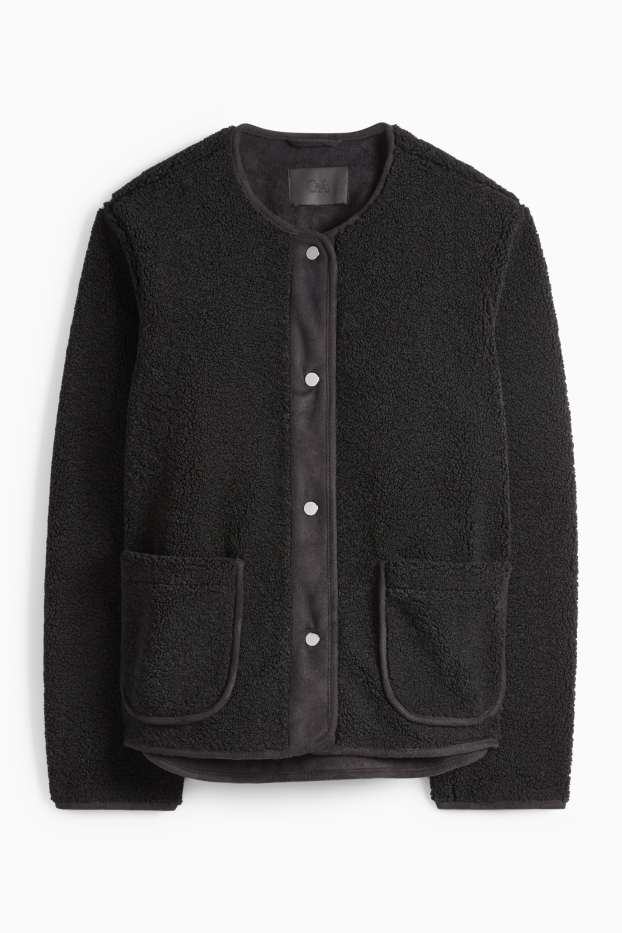 Damen - Teddy-Jacke - schwarz