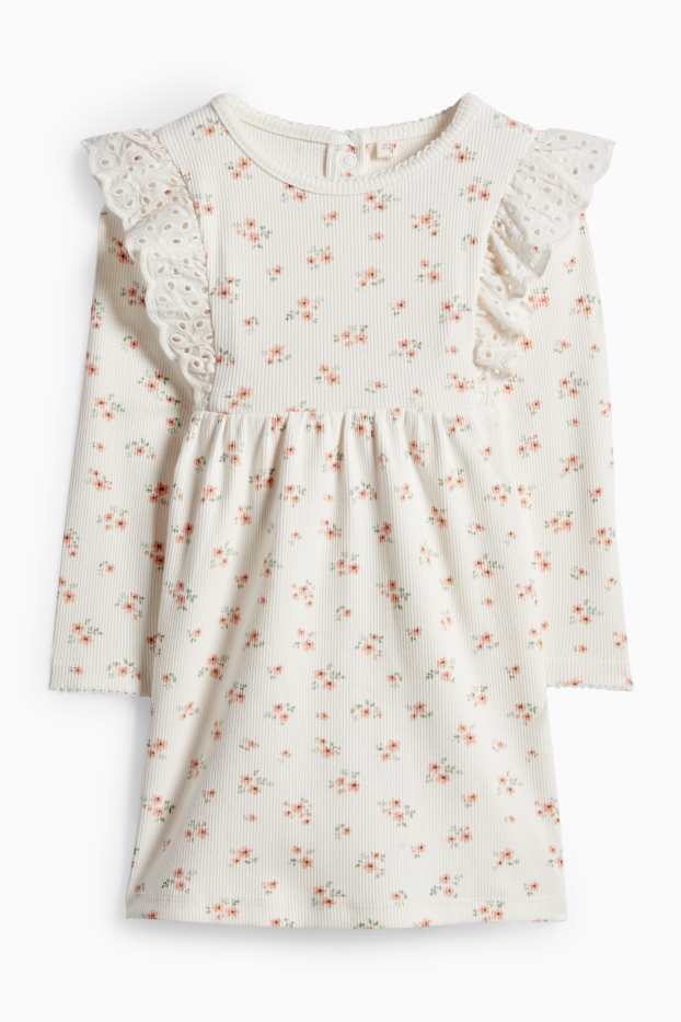 Nadó nena - Floretes - vestit per a nadó - brodat anglès - acanalat - blanc trencat