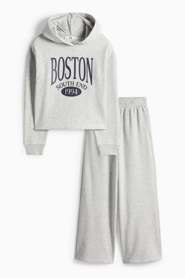 Kinder Mädchen - Boston - Set - Hoodie und Jogginghose - 2 teilig - hellgrau-melange