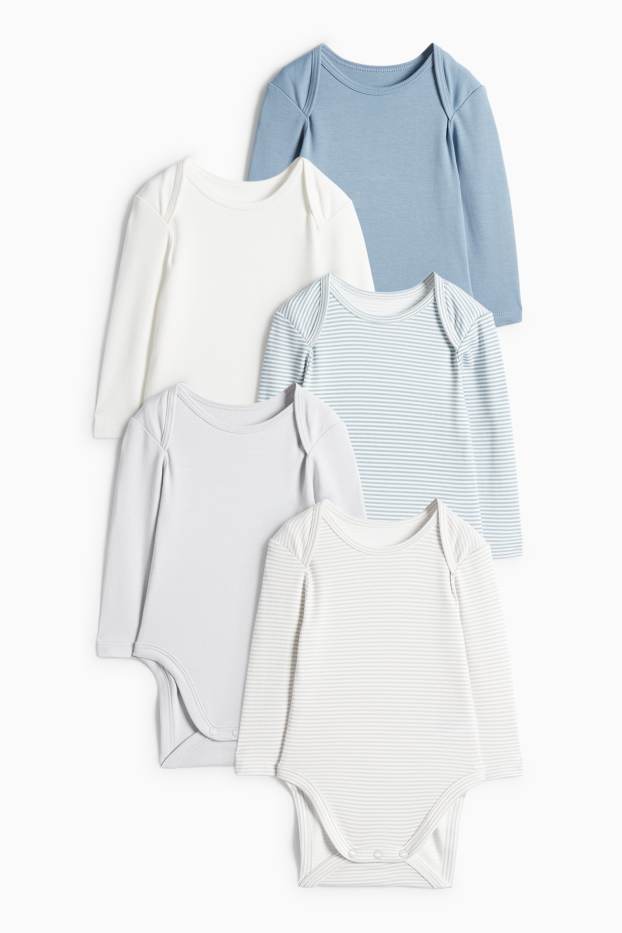 Miminka - chlapci - Multipack 5 ks - body pro miminka - bílá / světle modrá