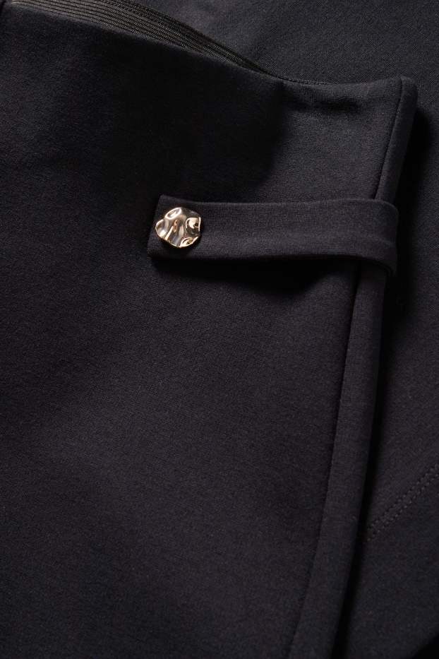 Dámské - Žerzejové kalhoty - mid waist - wide leg - černá