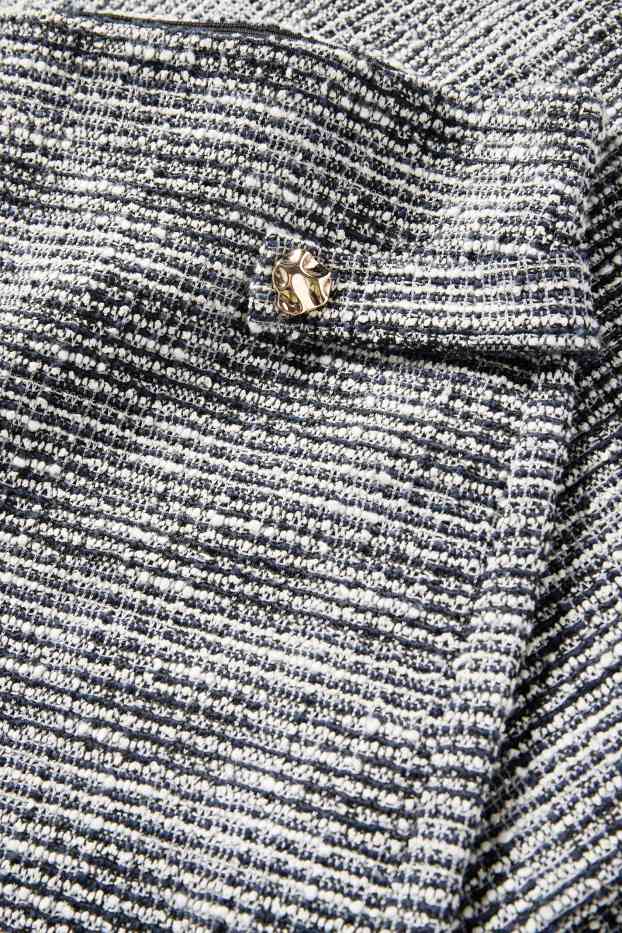 Dámské - Buklé kalhoty - mid waist - wide leg - černá/bílá