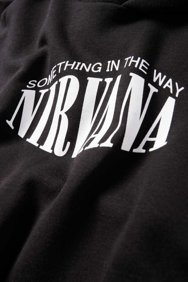 Bărbați - Hanorac supradimensionat - Nirvana - negru