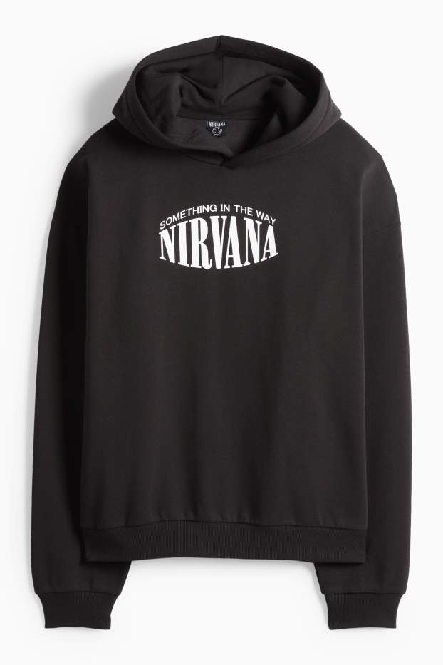 Bărbați - Hanorac supradimensionat - Nirvana - negru