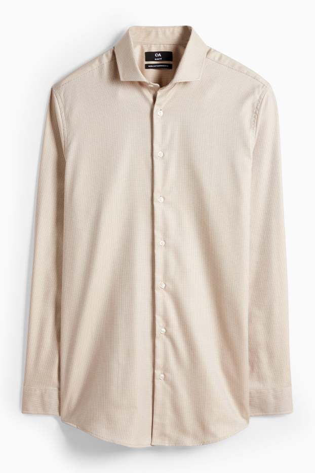 Home - Camisa formal - slim fit - cutaway - fàcil de planxar - beix/blau