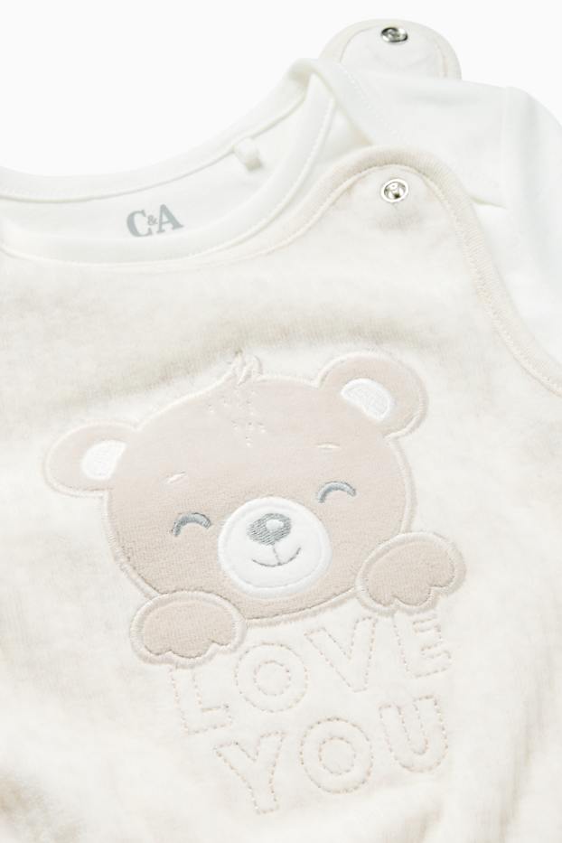Unisexe - Oursons - ensemble avec grenouillère - 2 pièces - blanc crème