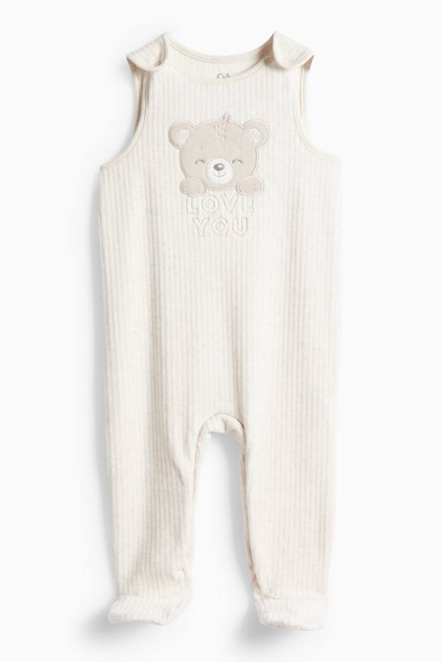 Unisexe - Oursons - ensemble avec grenouillère - 2 pièces - blanc crème