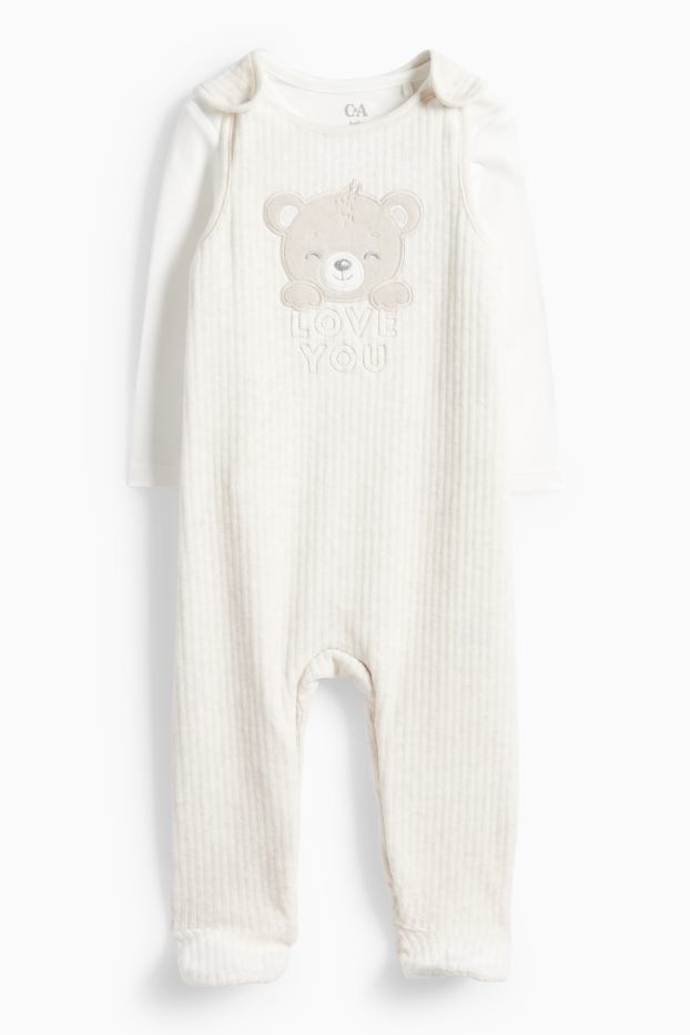 Unisexe - Oursons - ensemble avec grenouillère - 2 pièces - blanc crème