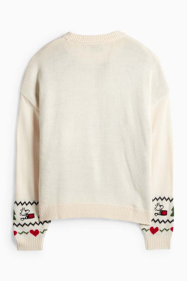 Dámské - Vánoční svetr - krémově bílá