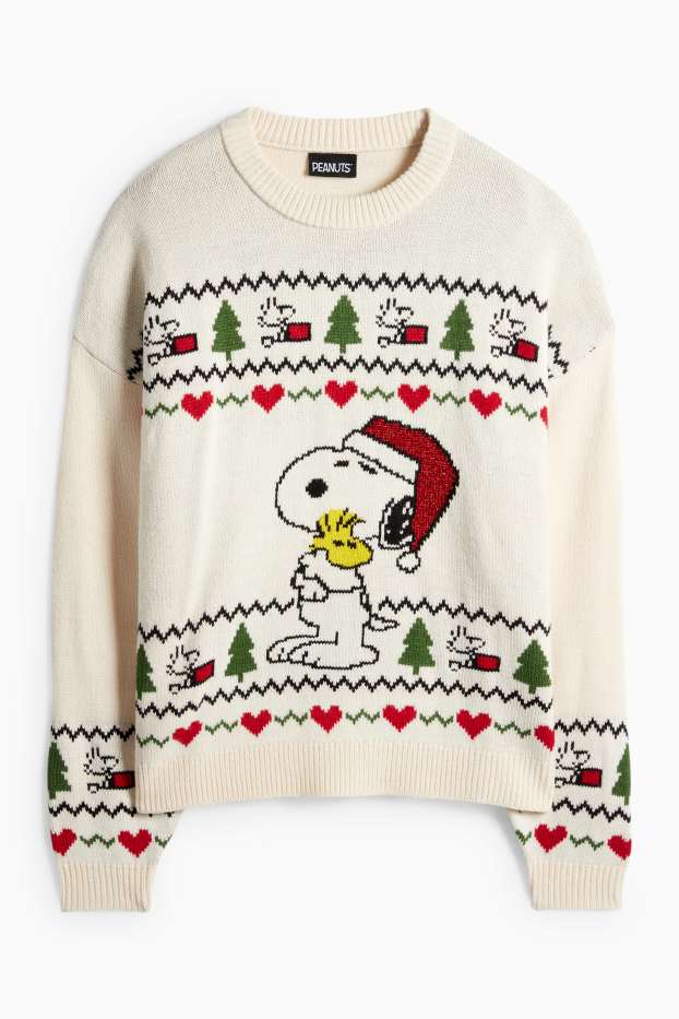 Dámské - Vánoční svetr - krémově bílá