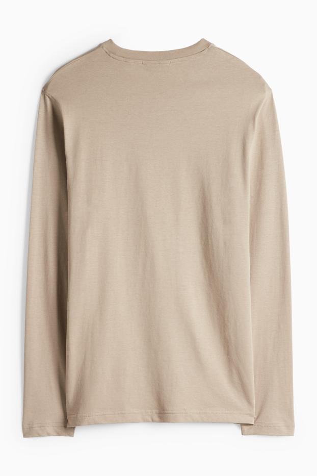 Herren - Langarmshirt - taupe