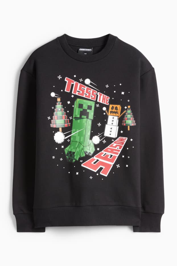 Kinder Jungen - Minecraft - Weihnachts-Sweatshirt - schwarz