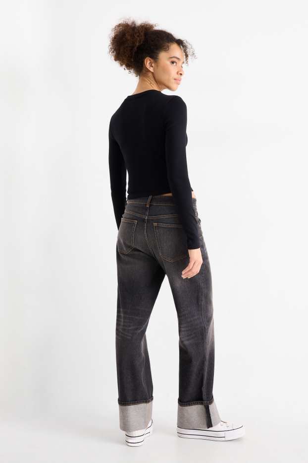 Mujer - Baggy jeans - mid waist - vaqueros - gris oscuro
