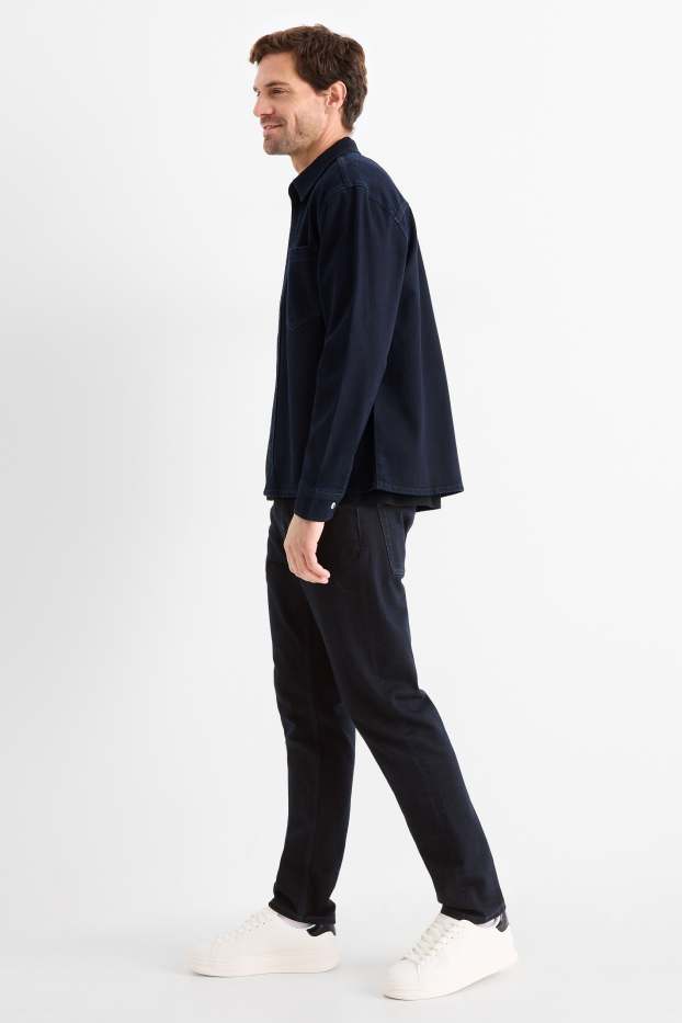 Pánské - Slim tapered jeans - džíny - tmavomodré