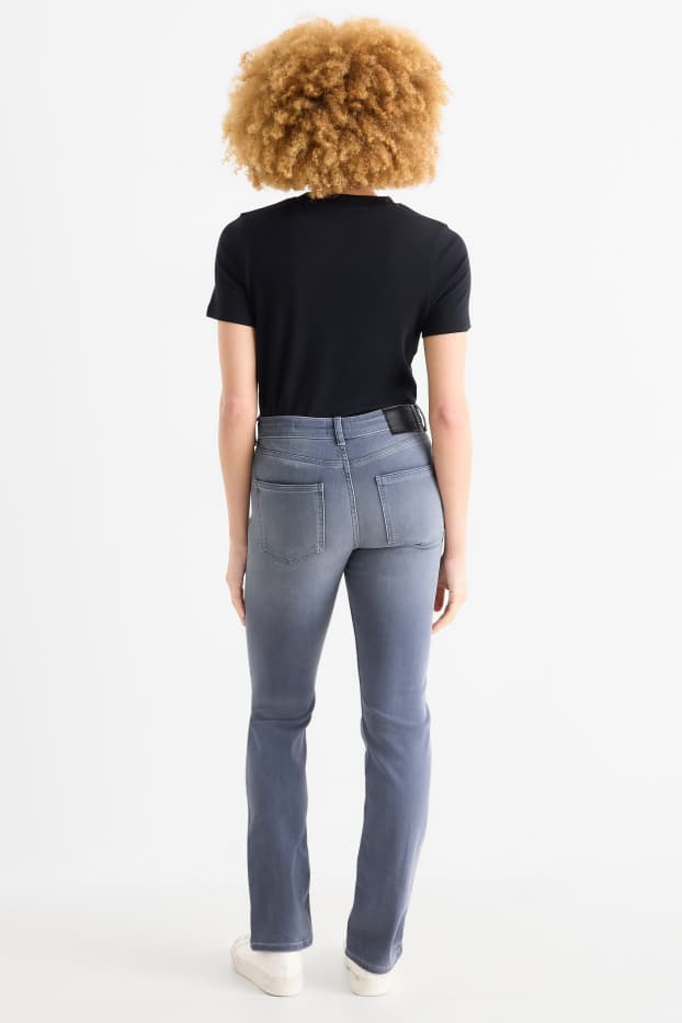 Femei - Straight jeans - talie medie - denim-gri deschis