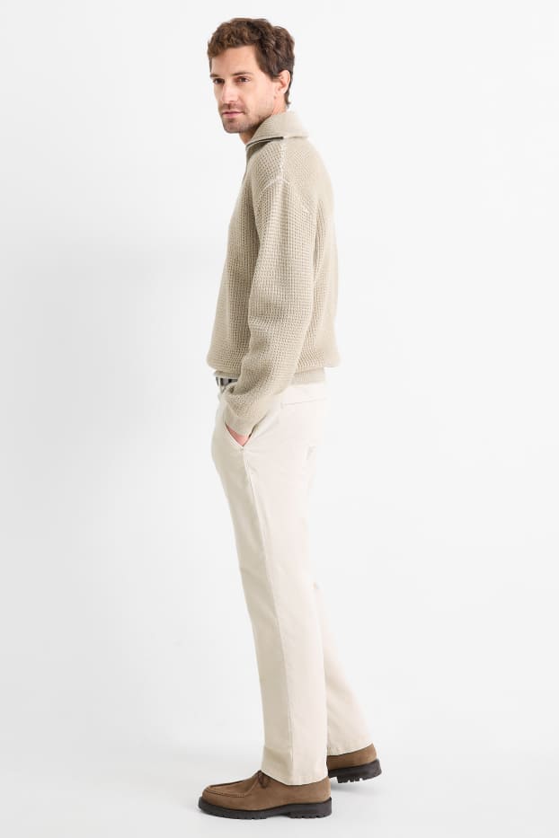 Pánské - Kalhoty chino - regular fit - strukturované - světle béžová