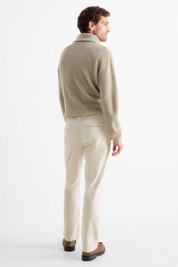 Pánské - Kalhoty chino - regular fit - strukturované - světle béžová