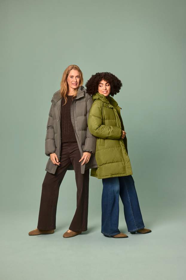 Dames - Mantel met stiksels en capuchon - waterafstotend - groen
