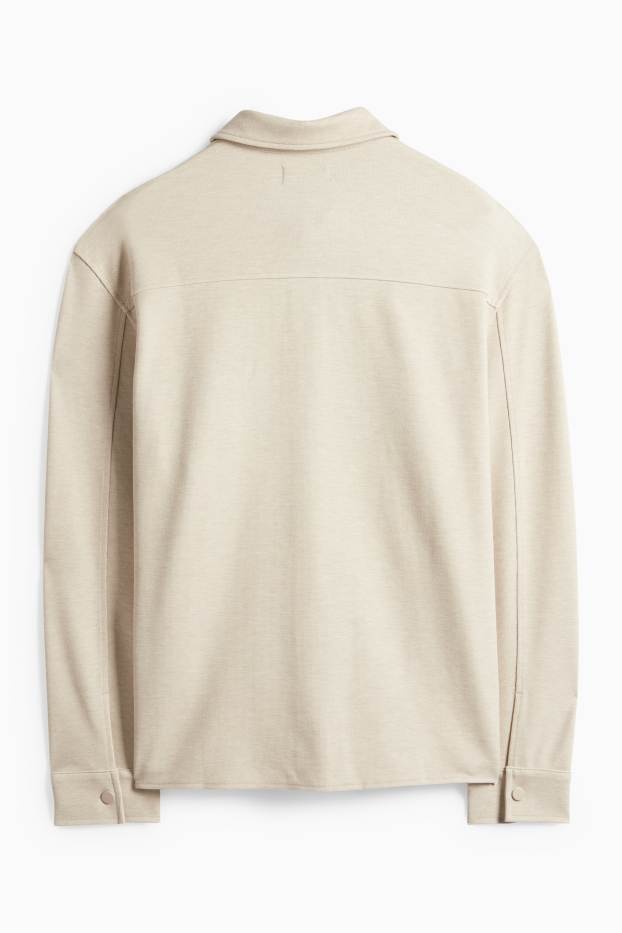 Pánské - Košilová bunda - relaxed fit - kent - světle béžová