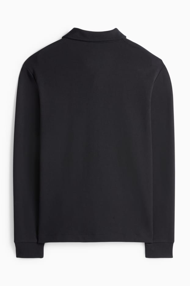 Men - Long sleeve polo shirt - regular fit - black