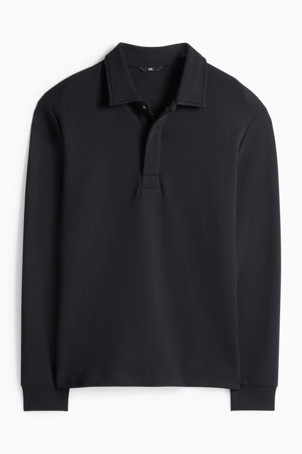 Men - Long sleeve polo shirt - regular fit - black