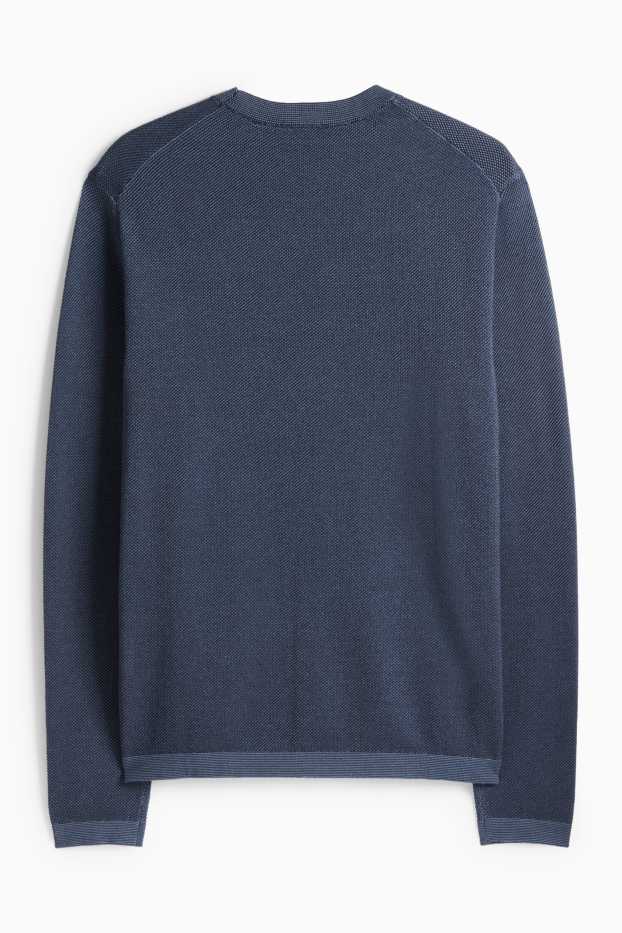 Herren - Pullover - strukturiert - dunkelblau