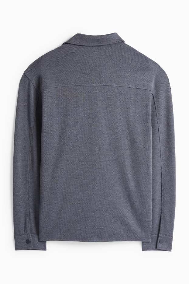 Pánské - Košilová bunda - relaxed fit - kent - tmavomodrá