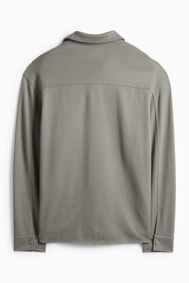 Pánské - Košilová bunda - relaxed fit - kent - zelená