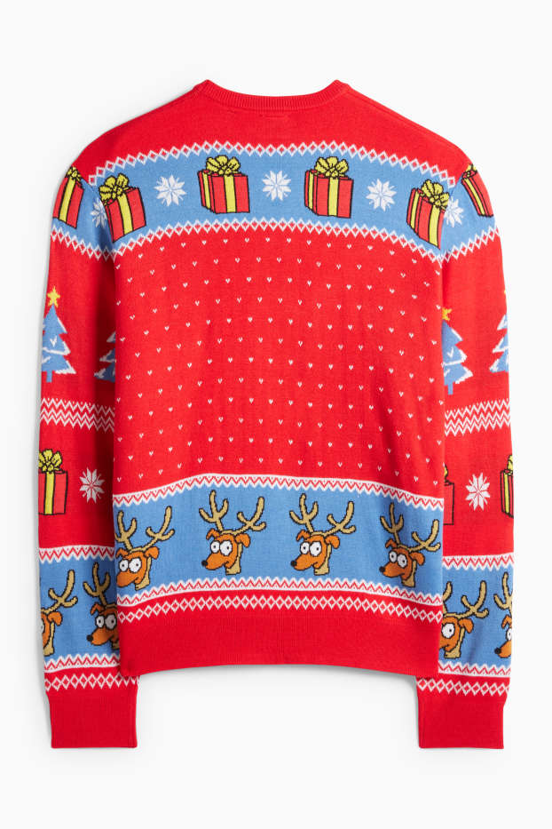 Men - Christmas jumper - The Simpsons - red
