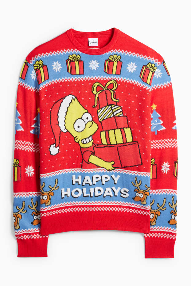 Men - Christmas jumper - The Simpsons - red